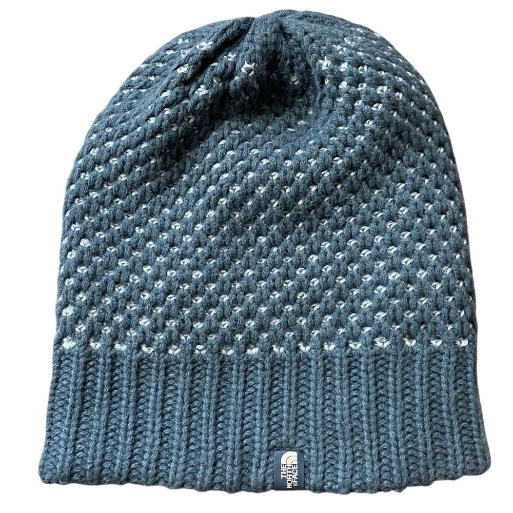 The North Face Hat Beanie Women One Size Blue Knit Acrylic Winter‎ Warm Outdoor